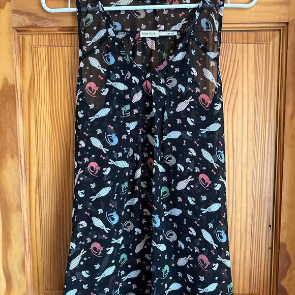Blue Bird Sheer Cat/Rabbit/Duck/Mushroom Tank Top, Size M - Picture 1 of 3